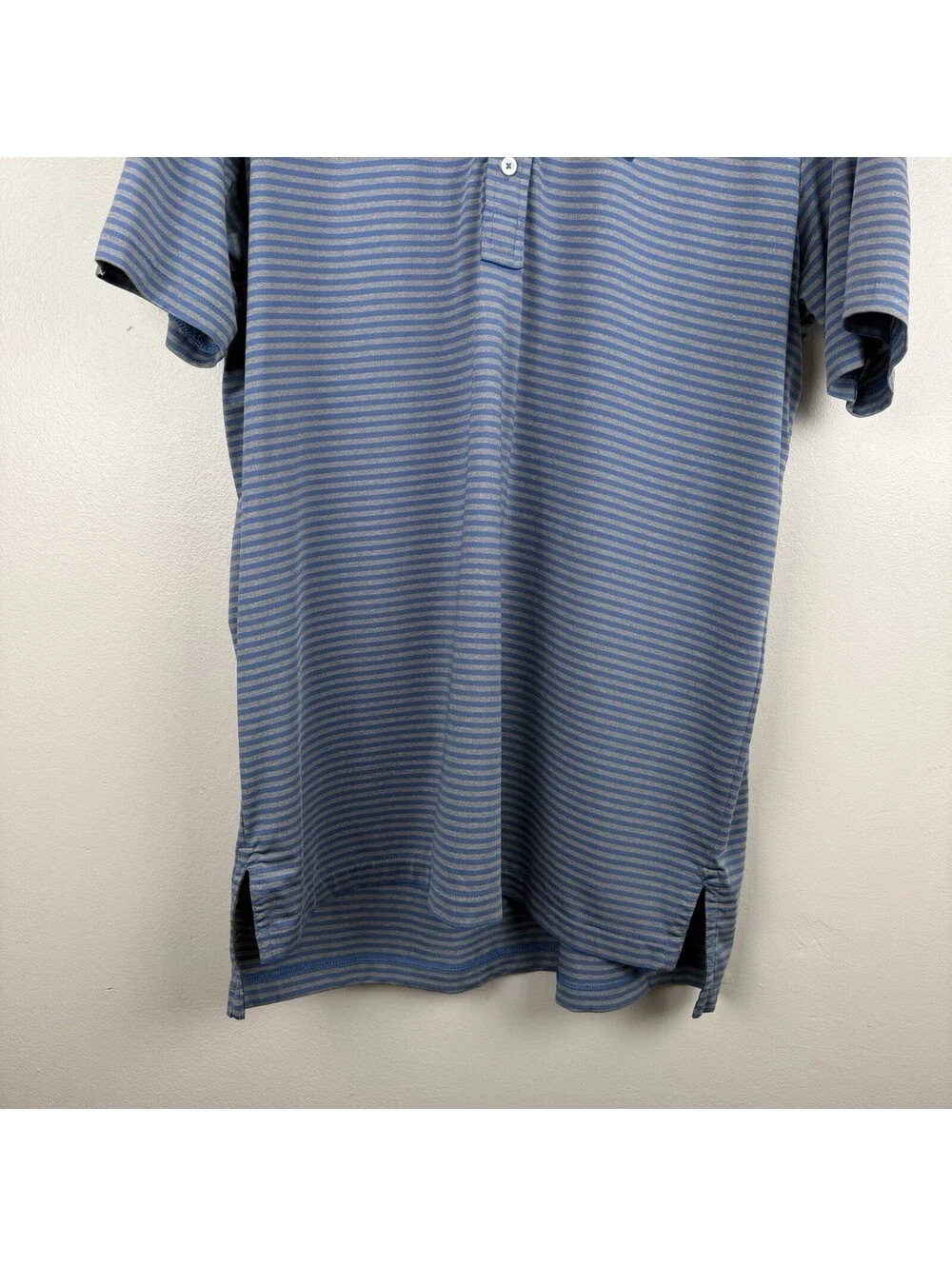 RLX Ralph Lauren Golf Polo Shirt Mens Large Blue Gray Striped Performance Knit L